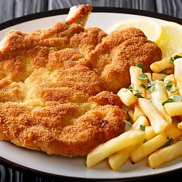 Cotoletta di pollo e patatine